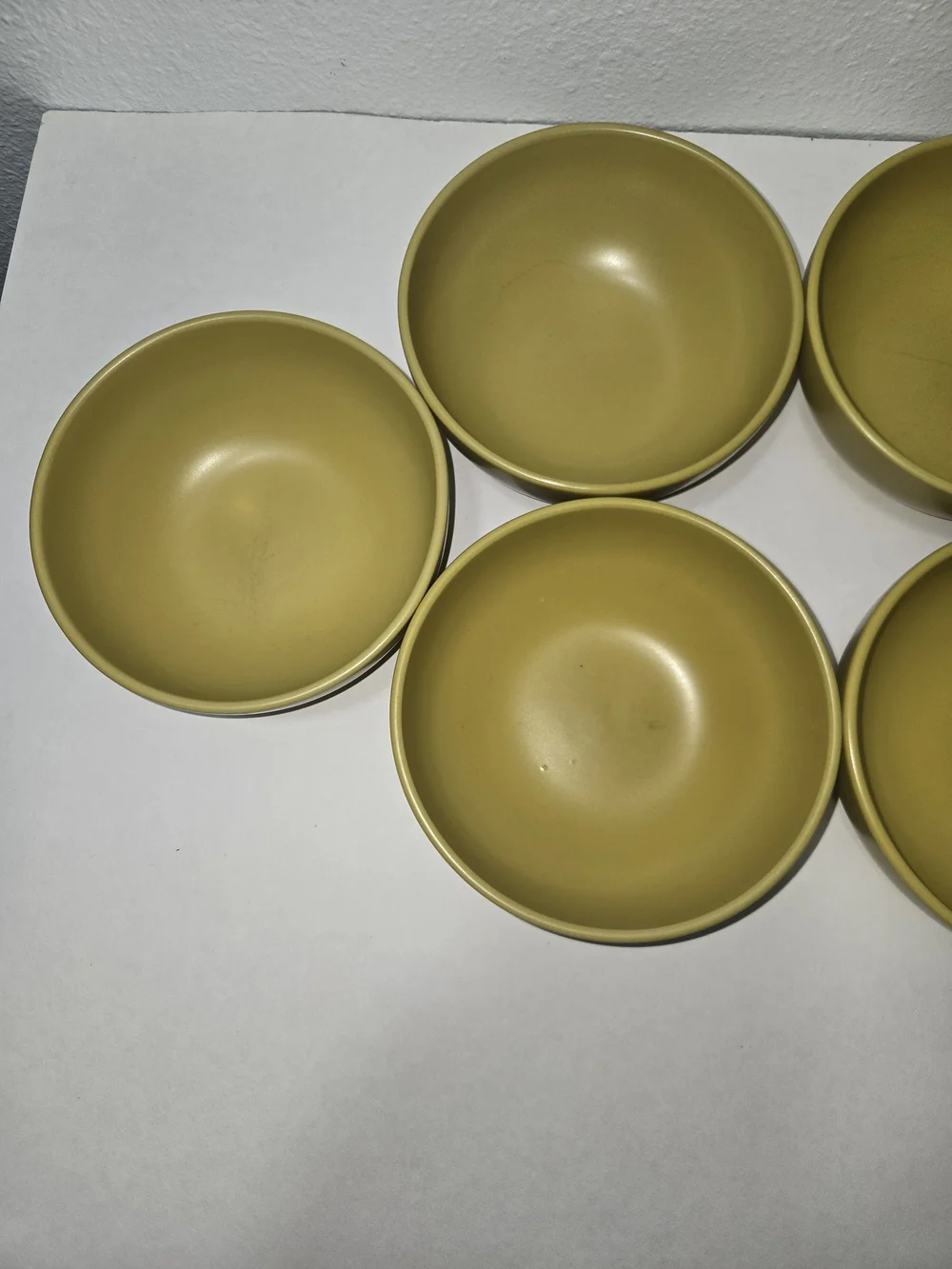 Crate&Barrel Olive Mustard Ceramic Serving Bowls - Set of 6